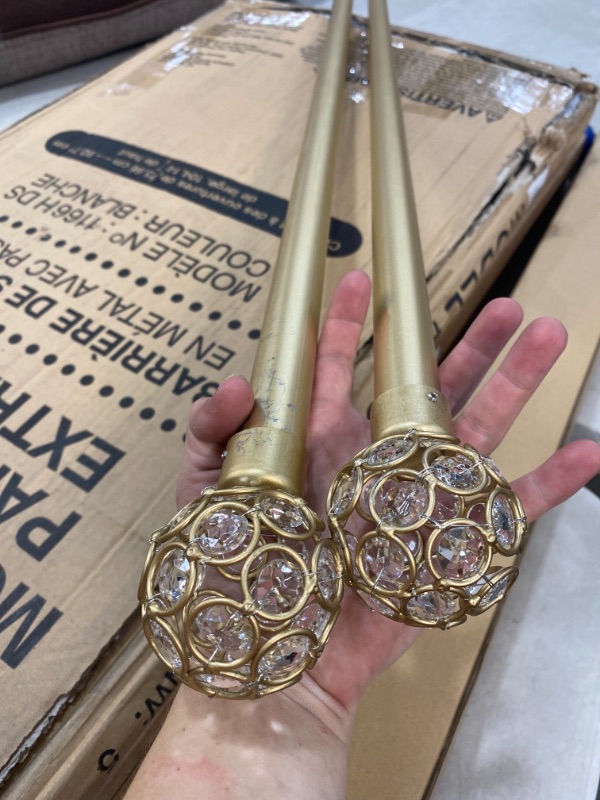 Photo 2 of 66-120 Rings 1 Adjustable Window Curtain Rod and Finial Set Gold - Exclusive Home AS ISUSED, MINOR COSMETIC WEAR FROM PREVIOUS USE PLEASE SEE PHOTOS 