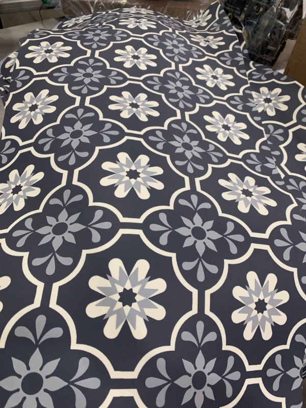 Photo 1 of Indigo Plaza Blue 20 in. x 32 in. Kitchen Mat
