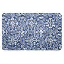 Photo 1 of Indigo Plaza Blue 20 in. x 32 in. Kitchen Mat
