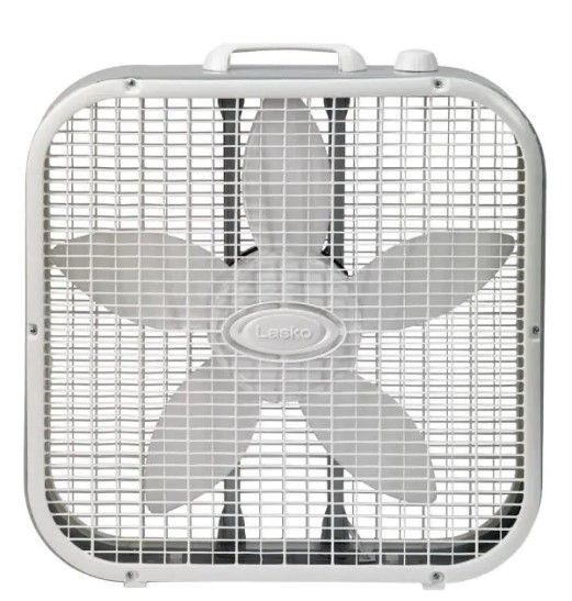 Photo 1 of 20 in. 3 Speed White Box Fan with Save-Smart Technology for Energy Efficiency