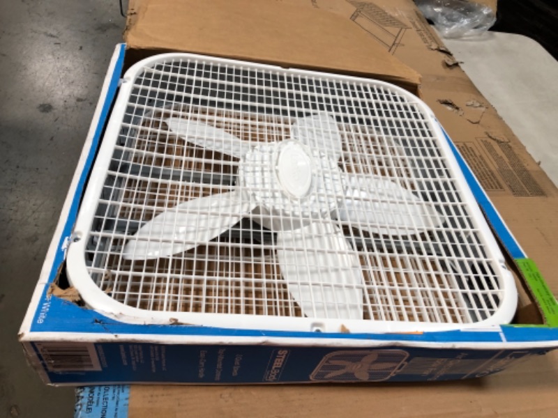 Photo 2 of 20 in. 3 Speed White Box Fan with Save-Smart Technology for Energy Efficiency