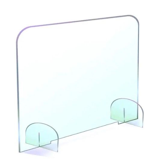 Photo 1 of 24 in. x 30 in. Protective Shield Sneeze Guard Clear-Free Standing with Base Stands Medium