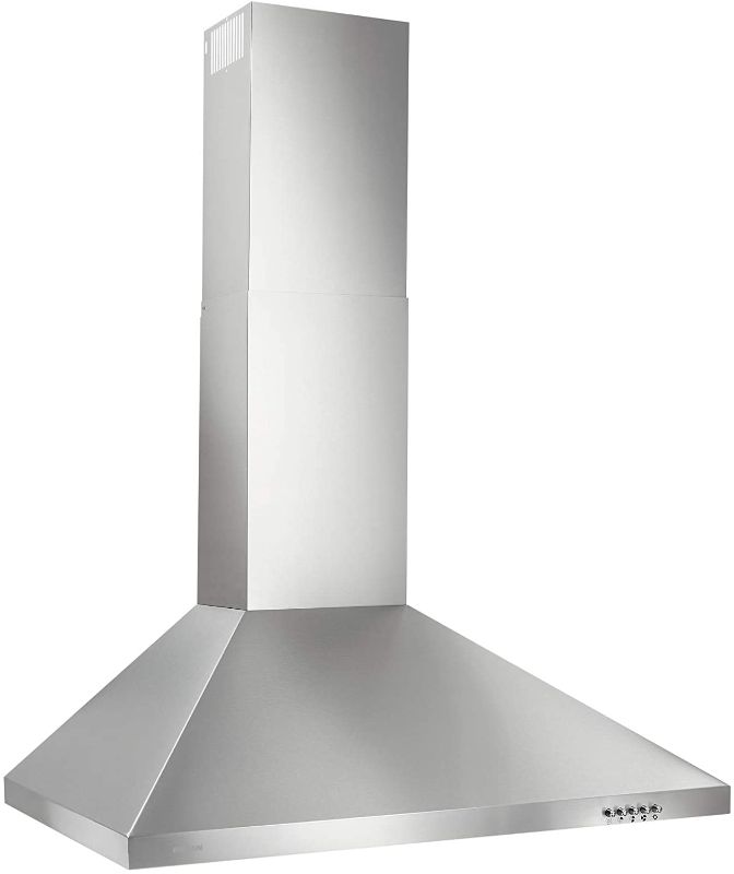 Photo 2 of Broan-NuTone BW5036SSL Convertible, 3-Speed Modern European Design Wall-Mounted LED Lights Stainless Steel Chimney Range Hood, 36-Inch
