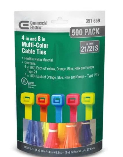 Photo 1 of 4 in. and 8 in. Cable Tie Canister - Assorted (500-Pack)
