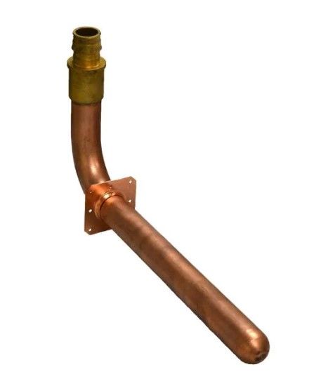 Photo 1 of 1 in. x 6 in. x 12 in. Cold Expansion PEX (F1960) Copper Stub Out 90° Elbow with Square Mounting Flange
