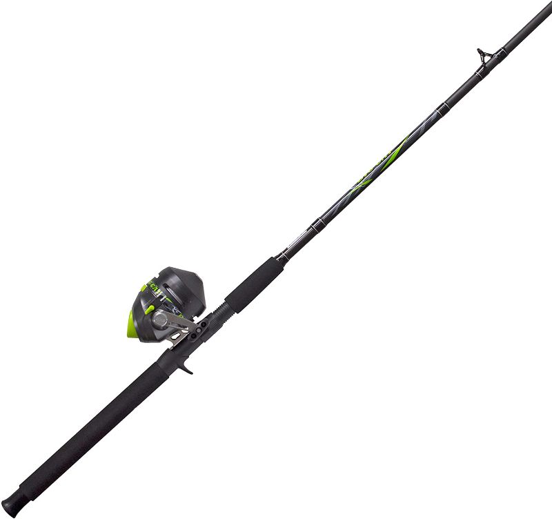 Photo 1 of Zebco Big Cat Spincast Reel and Fishing Rod Combo, 7-Foot 2-Piece Fiberglass Fishing Pole with Extended EVA Handle, Size 80 Reel, Quickset Anti-Reverse Fishing Reel, Silver/Black
