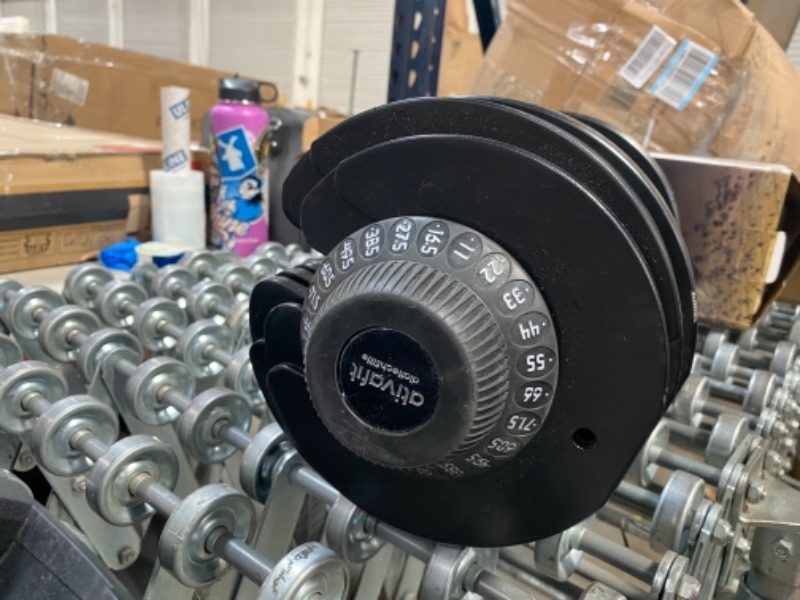 Photo 2 of Ativafit Adjustable Dumbbell Fitness Dial Dumbbell with Handle and Weight Plate for Home Gym Note: Single (71.5 lbs) USED, DAMAGED PLEASE SEE PHOTOS 
