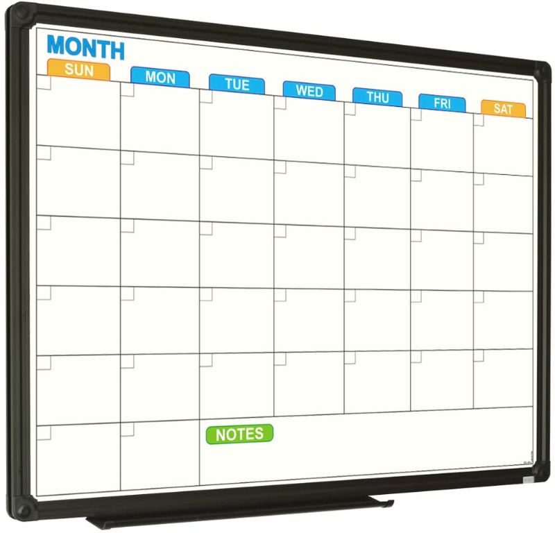 Photo 1 of JILoffice Dry Erase Calendar Whiteboard - Magnetic White Board Calendar Monthly 24 X 18 Inch, Black Aluminium Frame Wall Mounted Board for Office Home and School
DAMAGED PLEASE SEE PHOTOS 