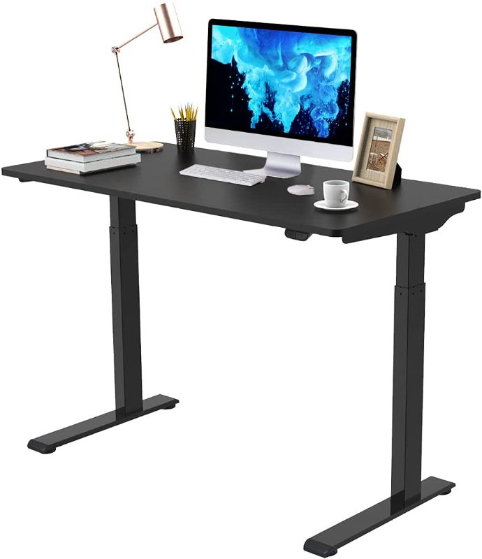 Photo 1 of SIMILAR BUT NOT THEW SAME TO... Flexispot Quick Install Standing Desk EC9 Electric Height Adjustable Desk Computer Laptop 48 x 24 Inches Sit Stand Desk Whole Piece Desk Board VICI(Black Frame + 48" Black Top) AS IS USED. HARDWARE NOT IN ORIGINAL PACKAGING