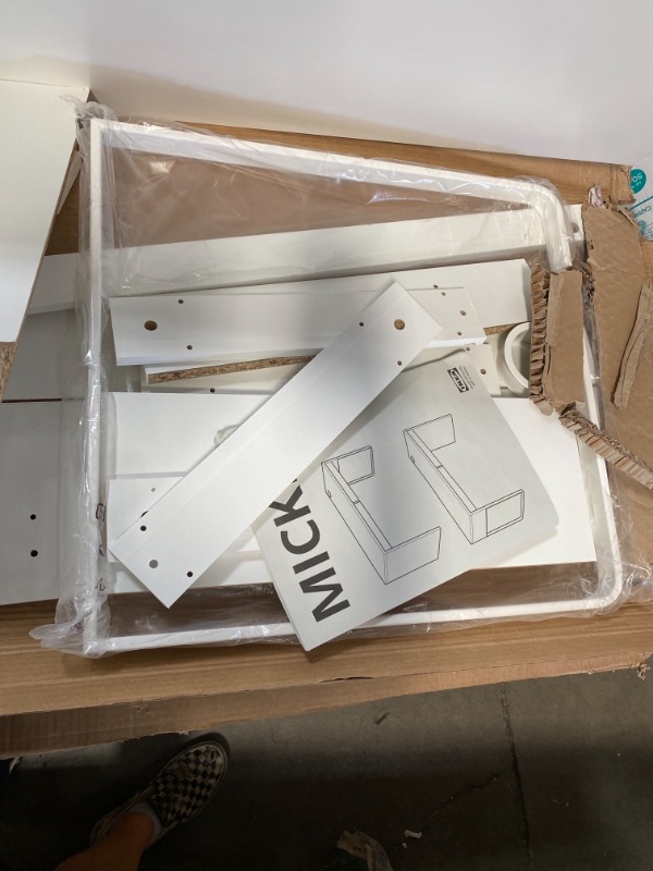 Photo 1 of IKEA MICKE Desk, White PREVIOUSLY OPENED, DAMAGED, PLEASE SEE PHOTOS 
