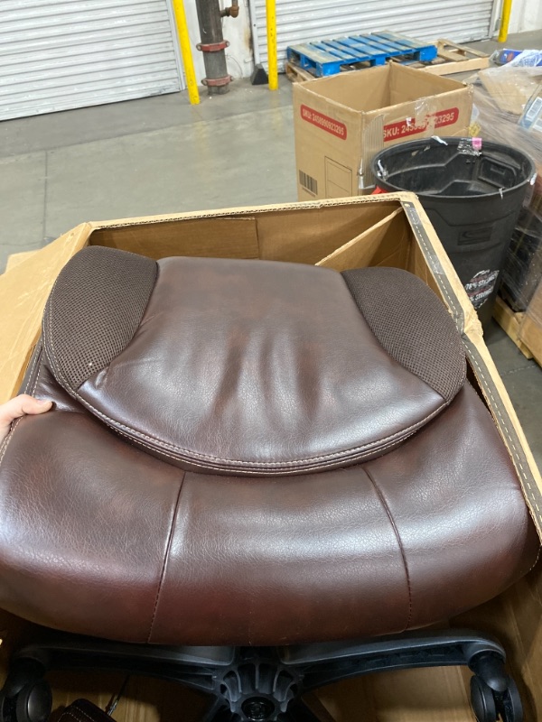 Photo 3 of HOME OFFICE BROWN LEATHER CHAIR, USED, HARDWARE NOT IN ORIGINAL PACKAGING 