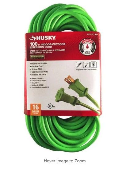 Photo 1 of 100 ft. 16/2 Indoor/Outdoor Extension Cord, Green
