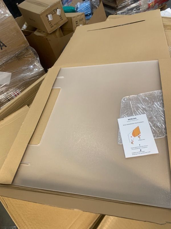 Photo 1 of Sneeze Guard Plexiglass Barrier for Counter by MIRUSA - Crystal Clear Standing Shield Protector for Table Tops & Countertops at The Office, Reception Desks, Nail Salons, 25% Thicker Acrylic 32×24"
