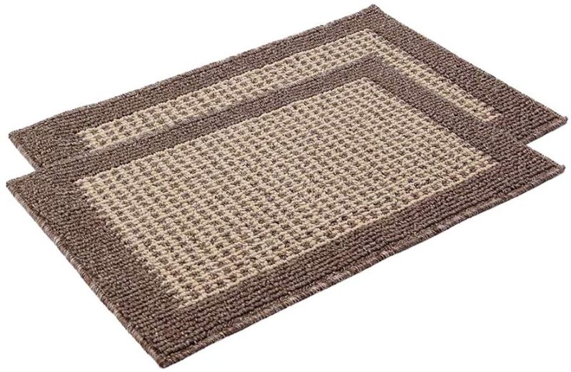 Photo 1 of 17 X 32 Inch Washable Kitchen Rug Mats are Made of Polypropylene Square Rug Cushion Which is Anti Slippery and Stain Resistance,Brown 2 pcs
