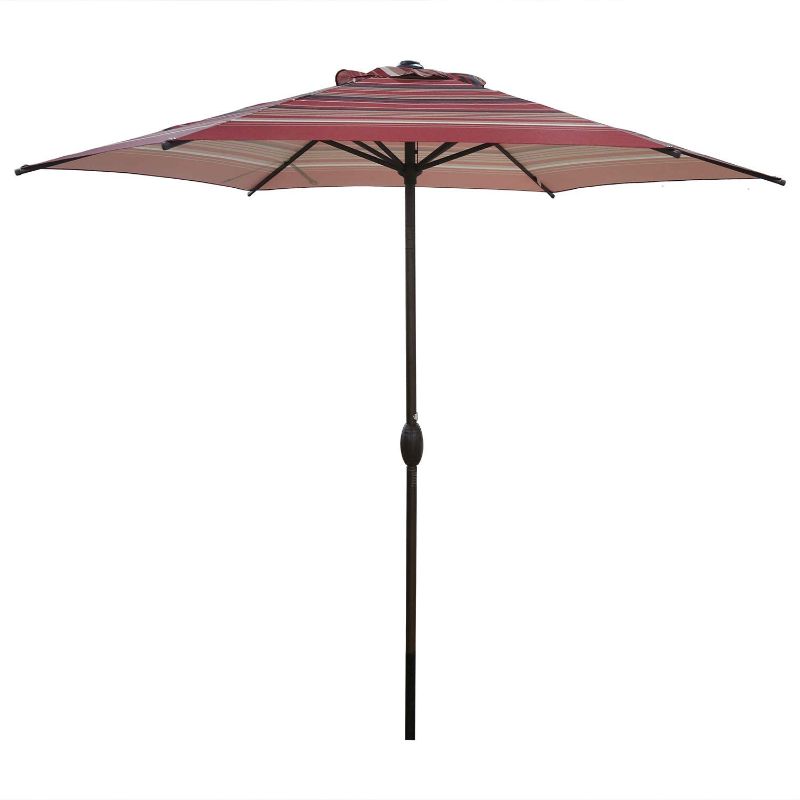 Photo 1 of Abba Patio 9ft Striped Patio Umbrella Outdoor Umbrella Patio Market Table Umbrella with Push Button Tilt and Crank for Garden, Lawn, Deck, Backyard & Pool, Red Stripe
