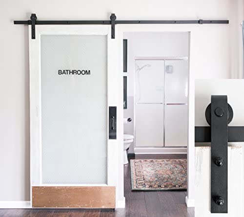 Photo 1 of 8-Foot Sliding Barn Door Hardware (Black) - Includes Easy Step-By-Step Installation Video - Ultra Quiet, Successfully Tested Beyond 100,000 Rolls - Industrial Strength
