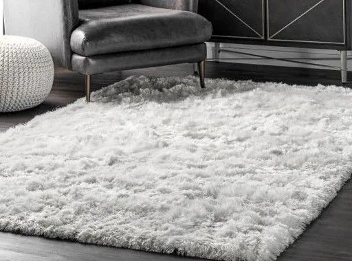 Photo 1 of  Shag Pearl White 3 ft. x 5 ft. Area Rug
