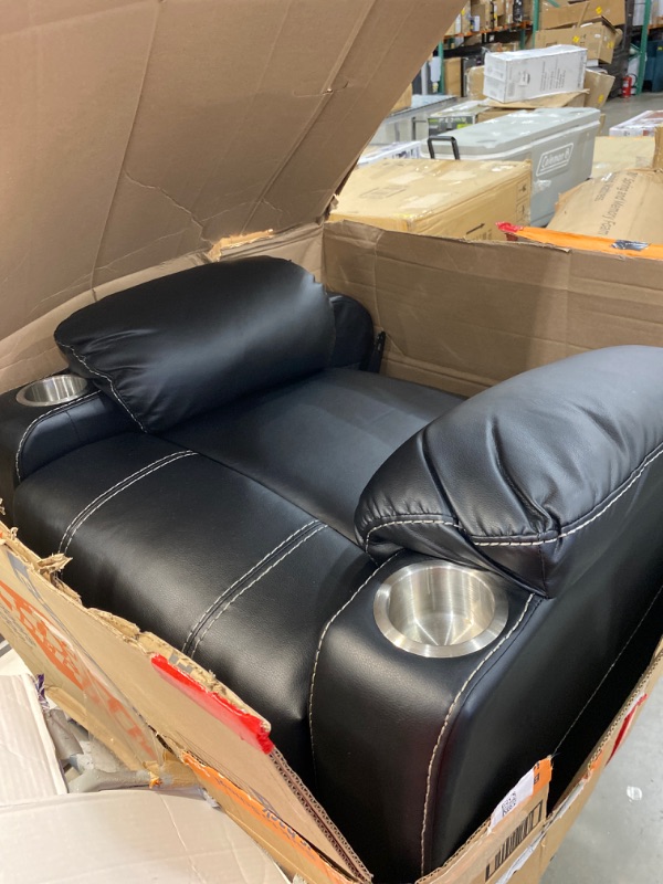 Photo 2 of ***PARTS ONLY/AS-IS/NO RETURNS*** Christopher Knight Home Sarina Traditional Leather Recliner with Steel Cup Holders, Black / Black
