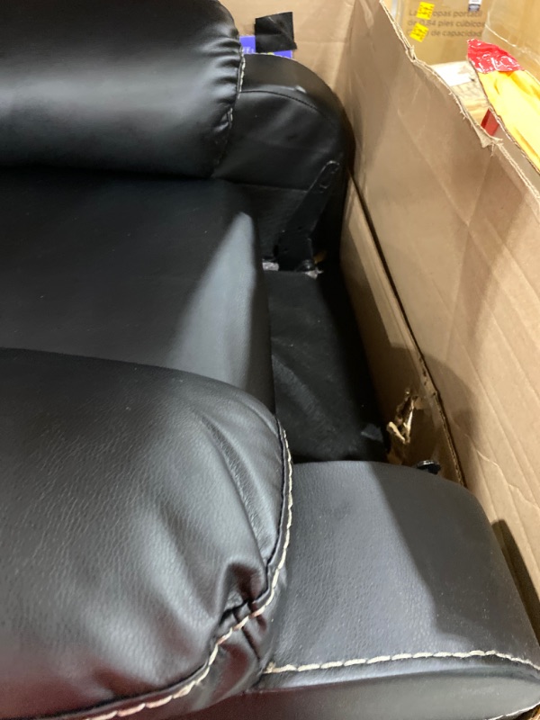 Photo 3 of ***PARTS ONLY/AS-IS/NO RETURNS*** Christopher Knight Home Sarina Traditional Leather Recliner with Steel Cup Holders, Black / Black
