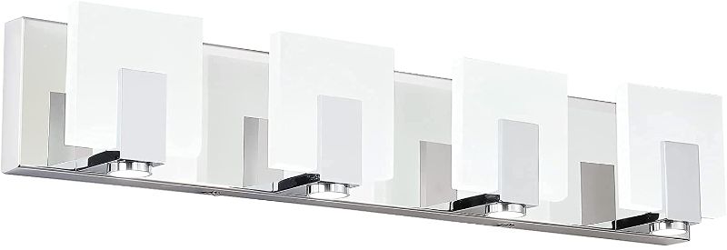 Photo 1 of  LED Vanity Lights Liwuu with Spotlight Chrome 4-Light Modern Acrylic Stainless Steel Bathroom Wall Lighting Fixtures Over Mirror