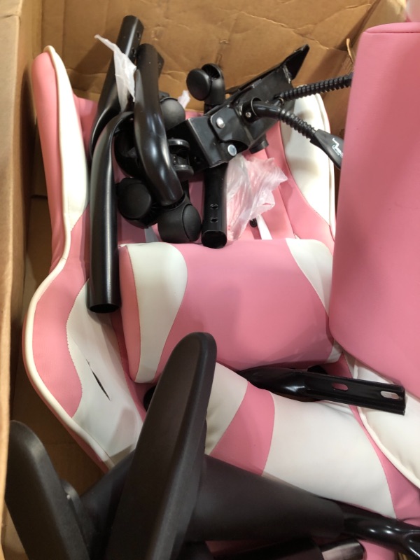 Photo 2 of  Gaming Chair Computer Game Chair Office Chair Ergonomic High Back PC Desk Chair Height Adjustment Swivel Rocker with Headrest and Lumbar Support Lumbar Pillow,Pink