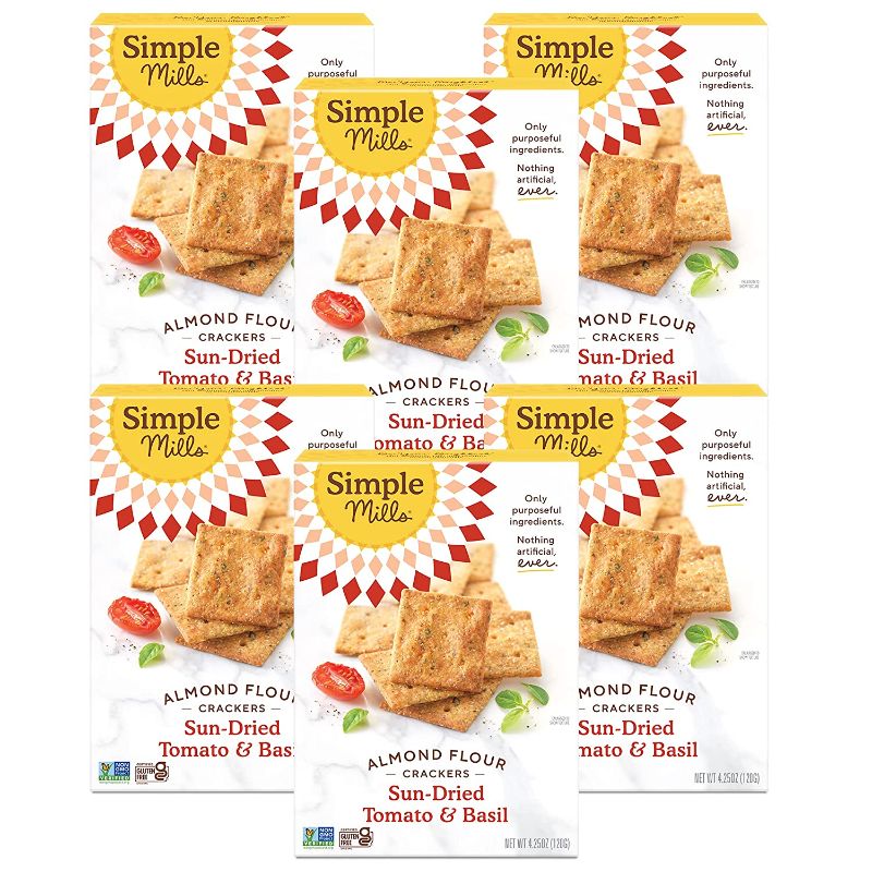 Photo 1 of ***BEST BY 9/14/2021*** Simple Mills Almond Flour Crackers, Sundried Tomato & Basil, Gluten Free, Flax Seed, Sunflower Seeds, Corn Free, Good for Snacks, Made with whole foods, 6 Count (Packaging May Vary)
