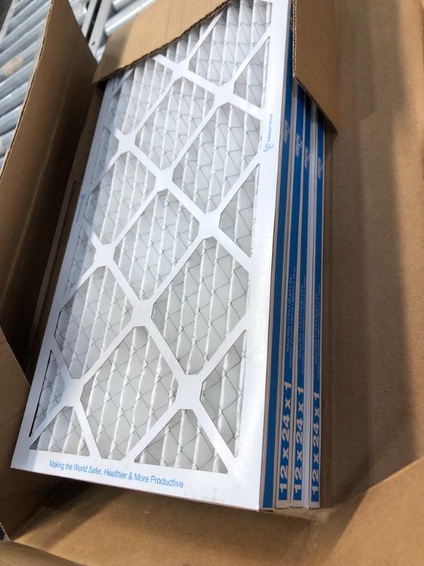 Photo 2 of Aerostar 12x24x1 MERV 11 Pleated Air Filter, AC Furnace Air Filter, 4 Pack (Actual Size: 11 3/4"x23 3/4"x3/4")
