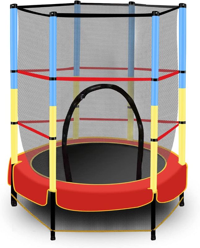 Photo 3 of 55" Combo with Safety Enclosure Net Spring Pad Bounce, Round Trampoline Jump Indoor or Outdoor, Recreational Trampolines Birthday Gifts (Colorful, 55")
**STOCK PHOTO NOT EXACT**
