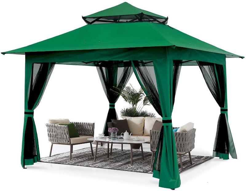 Photo 1 of ABCCANOPY 13'x13' Gazebo Tent Outdoor Pop up Gazebo Canopy Shelter with Mosquito Netting (Green)
**CARRYING BAG HAS MINOR CUT DAMAGE**