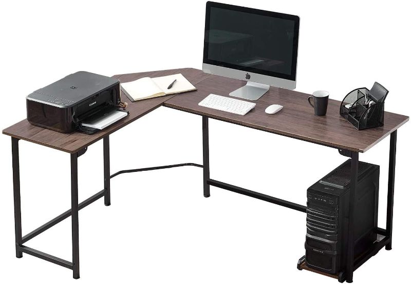 Photo 1 of **INCOMPLETE**\
Sengo L Shaped Computer Desk Office Desk Workstation Desk for Home Office Modern L Shaped Corner Desk Gaming Desk, Laptop PC Study Writing Tabl Brown
