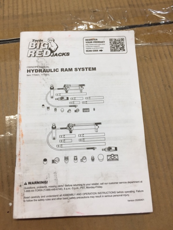 Photo 6 of **DAMAGED**
BIG RED T70401S Torin Portable Hydraulic Ram: Auto Body Frame Repair Kit with Blow Mold Carrying Storage Case, 4 Ton (8,000 lb) Capacity, Red
