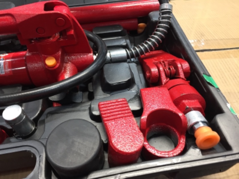 Photo 4 of **DAMAGED**
BIG RED T70401S Torin Portable Hydraulic Ram: Auto Body Frame Repair Kit with Blow Mold Carrying Storage Case, 4 Ton (8,000 lb) Capacity, Red
