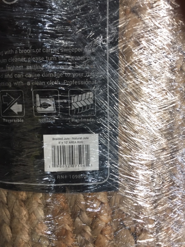 Photo 1 of Superior Hand Woven Natural Fiber Reversible High Traffic Resistant Braided Jute Area Rug, 8' x 10'
