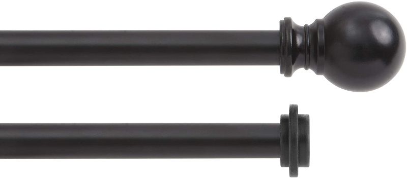 Photo 1 of 60" - 120" Kenney Ball End Double Window Curtain Rod, Matte Black
