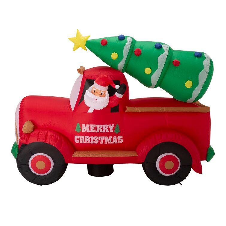 Photo 1 of (INFLATS DESPITE PUNCTURED SIDE)
inflatable merry christmas santa in a truck with a tree