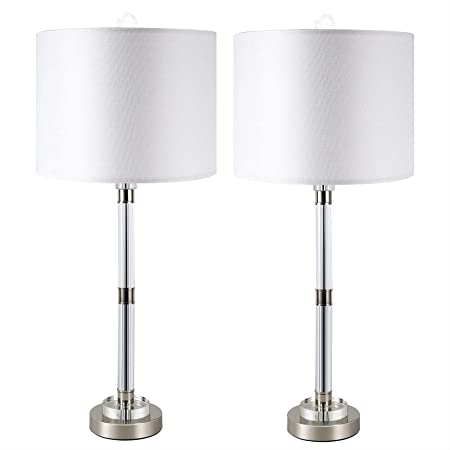 Photo 1 of 28 Inches Crystal Table Lamp Set of 2 Saangseon Lighting Collection for Living Room Bedroom Home Office Dorm and Nightstand
