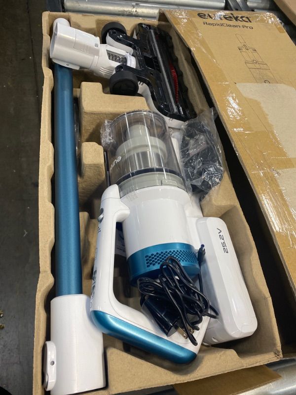 Photo 3 of **parts only*** Eureka RapidClean Pro Lightweight Cordless Vacuum Cleaner, High Efficiency Powerful Digital Motor LED Headlights, Convenient Stick and Handheld Vac, Essential, White