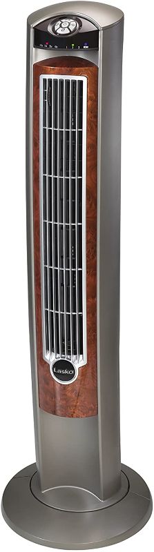 Photo 1 of Lasko Wind Curve Portable Electric 42" Oscillating Tower Fan with Fresh Air Ionizer, Timer and Remote Control for Indoor, Bedroom and Home Office Use, Silverwood 2554
