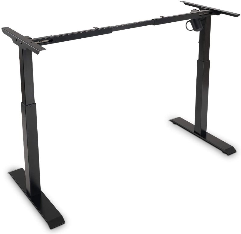 Photo 1 of FEZIBO Height Adjustable Standing Desk Frame, Electric Stand up Desk Frame for 43.4 inches to 62.9 Inches Desk Tops, Sit Stand Desk Frame for Workstation, Black (Frame Only)
