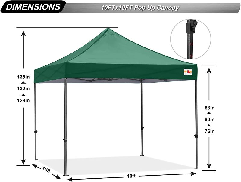 Photo 1 of ABCCANOPY Patio Pop Up Canopy Tent 10x10 Commercial-Series Forest Green
