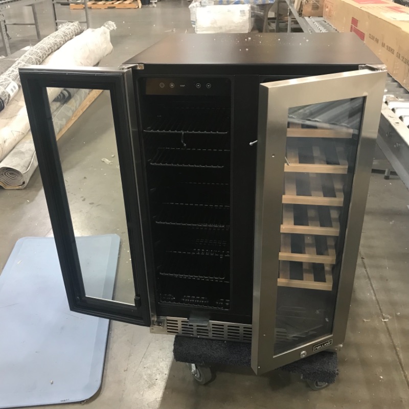 Photo 3 of NewAir 18 Bottle 58 Can French Door Wine And Beverage Cooler - White Red Wine Countertop Fridge - Stainless Steel With Digital Temperature Controls and Key lock

