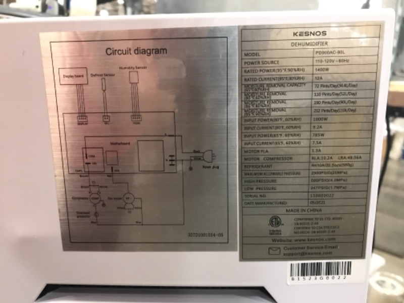 Photo 3 of Kesnos 232 Pint Commercial Dehumidifier for Basements with Drain Hose in Area up to 8000 Sq. Ft, Large Industrial Dehumidifier for Moisture Removal
