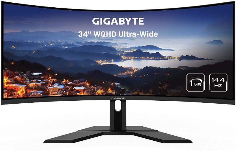 Photo 1 of GIGABYTE G34WQC 34" 144Hz Ultra-Wide Curved Gaming Monitor, 3440 x 1440 VA 1500R Display, 1ms (MPRT) Response Time, 90% DCI-P3, VESA Display HDR400, FreeSync Premium
