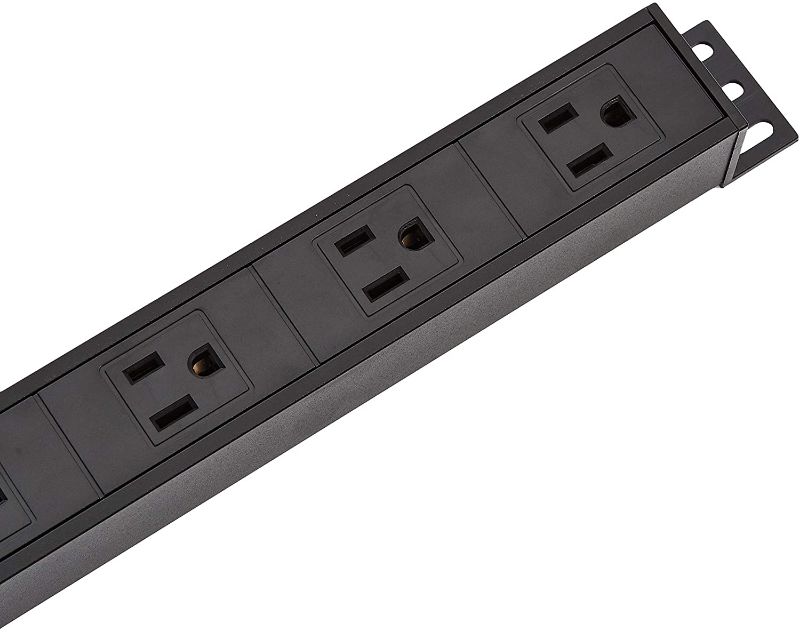 Photo 1 of Amazon Basics Heavy Duty Metal Surge Protector Power Strip with Mounting Brackets - 24-Outlet