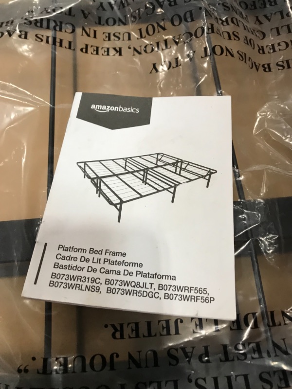 Photo 2 of Amazon Basics Foldable, Black Metal Platform Bed Frame with Tool-Free Assembly, No Box Spring Needed - Full, 14"