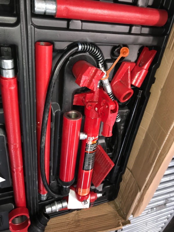 Photo 1 of BIG RED T71001L Torin Portable Hydraulic Ram: Auto Body Frame Repair Kit with Rolling Blow Mold Carrying Storage Case, 10 Ton (20,000 lb) Capacity, Red

