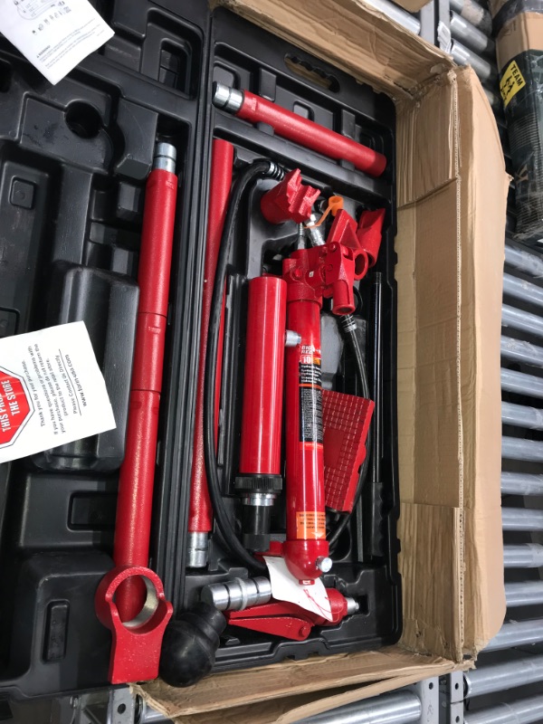 Photo 1 of BIG RED T71001L Torin Portable Hydraulic Ram: Auto Body Frame Repair Kit with Rolling Blow Mold Carrying Storage Case, 10 Ton (20,000 lb) Capacity, Red
