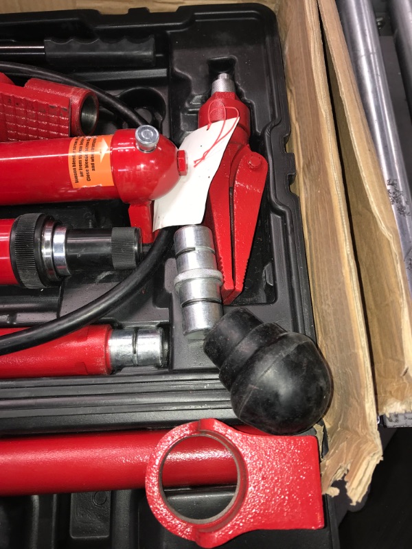 Photo 1 of BIG RED T71001L Torin Portable Hydraulic Ram: Auto Body Frame Repair Kit with Rolling Blow Mold Carrying Storage Case, 10 Ton (20,000 lb) Capacity, Red

