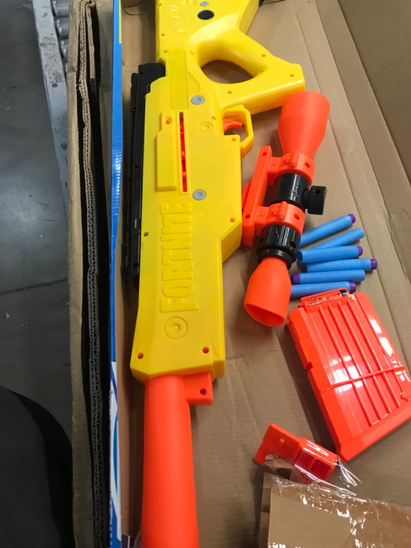 Photo 1 of Nerf Fortnite BASR-L Bolt Action, Clip Fed Blaster -- Includes Removable Scope, 6-Dart Clip and 12 Official Nerf Elite Darts
