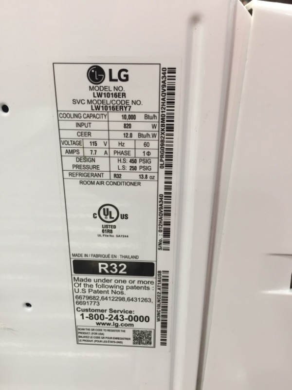 Photo 2 of LG 10,000 BTU 115V Window-Mounted Air Conditioner with Remote Control, White
